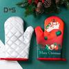 1 Set Baking Glove Cartoon Pattern Christmas Glove Heat-resistant Oven Glove with Mat for Home Kitchen