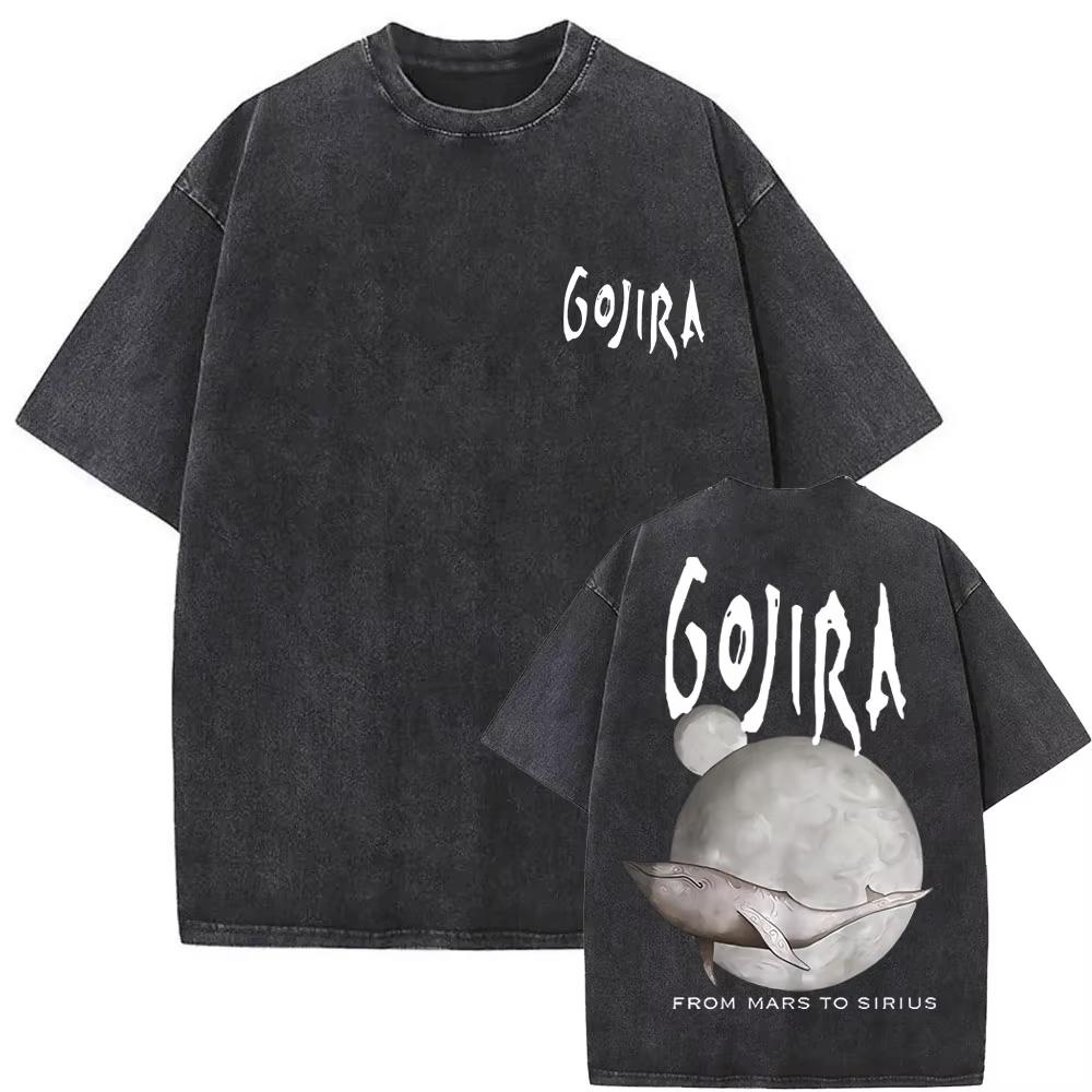 Летняя мода 2026 Модная футболка Стираная Винтажная Метал-группа Gojira Футболка От Марса до Сириуса Летающие киты Змея Графические футболки