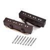 ABOOFAN Alnico V Bass Pickup Set for 4-String Woodgrain Neck and Bridge Electric Guitar, Each Pickup Pre-Wax Potted, Mounting Screws Included