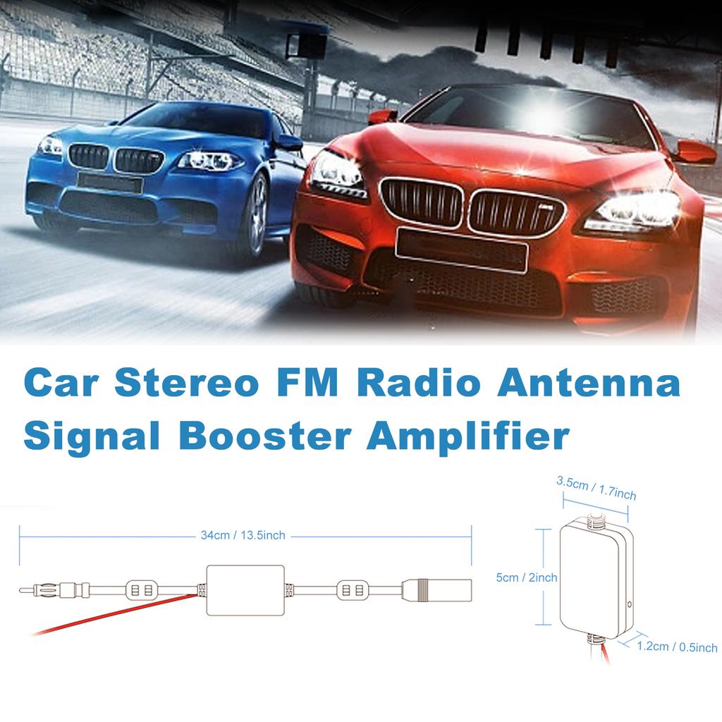 1pcs Car Stereo FM Radio Antenna Signal Booster Amplifier 12-24V Universal for Vehicles Car Truck