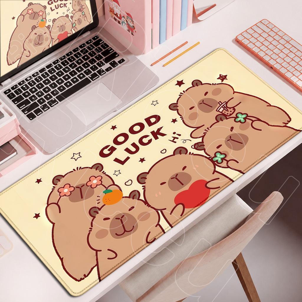 Kawaii Anime Capybara Mouse Mat Keyboard Pad Table E-sport Gamer Cabinet Desk Mousepads Locking Edge Notebook Rubber Accessories