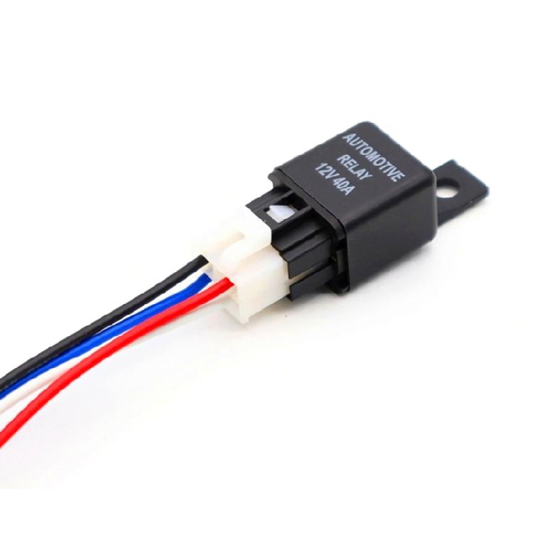 Sturdy Plastic Automotive Electrical Relays Set 12V 40.0A 4 Pin SPST Set of 2 Including Pre Wire Pigtail Connectors