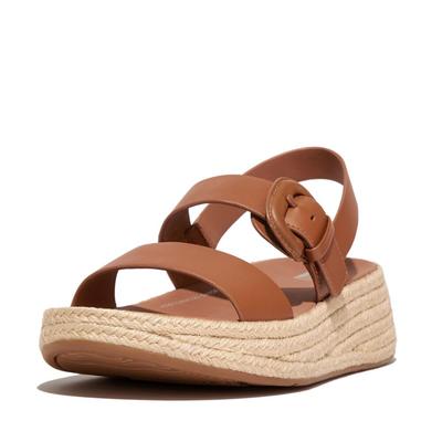 ЭСПАДРИЛЬИ КОЖАНЫЕ САНДАЛИИ НА ПЛАТНОЙ ФОРМЕ С ПРЯЖКОЙ для Light cm [Fitflop] F-MODE женские, загар, 24.0
