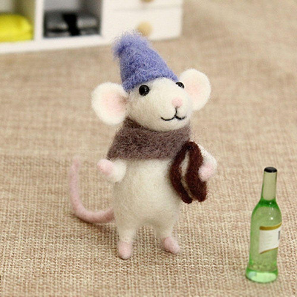 Набор для тыкания иглой Наборы из шерсти Материал Сумка Мышь Украшение Кукла Войлочная игрушка Мышь Шерстяное валяние