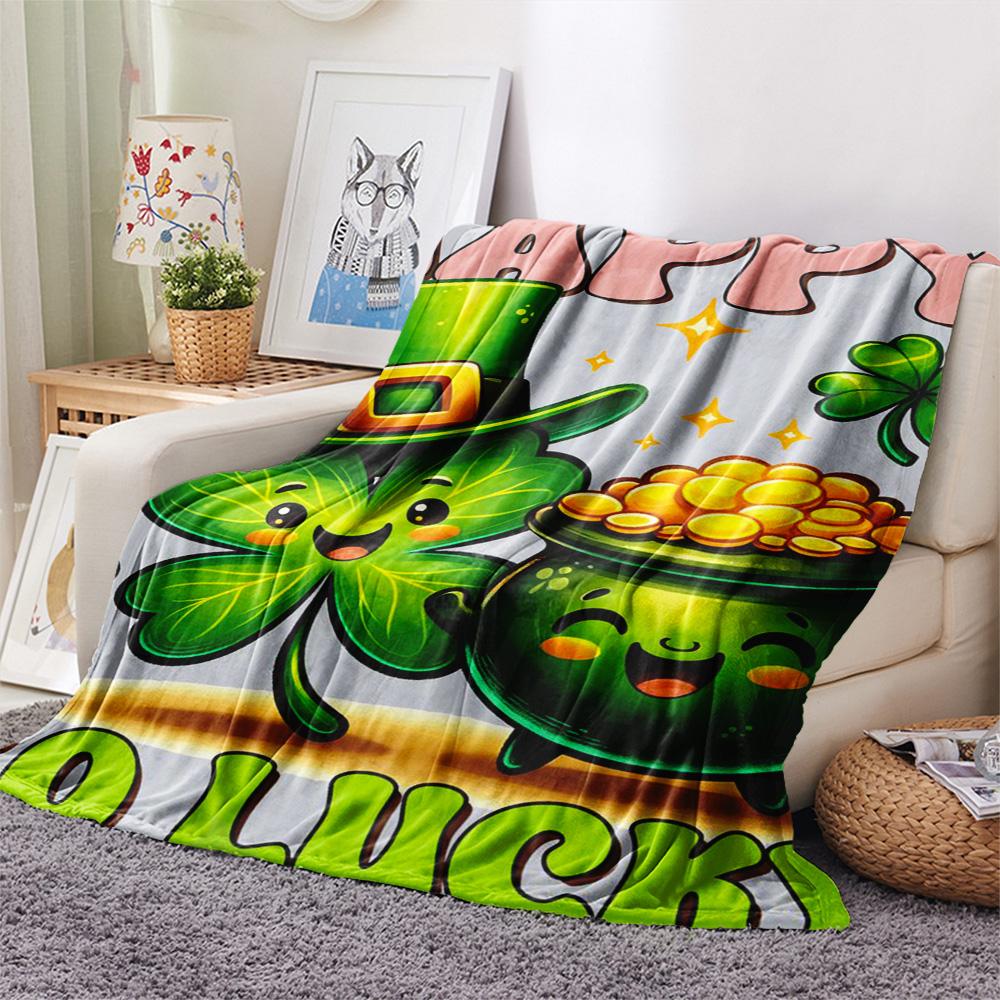 1PC Leprechaun poster Print FlAannel Blanket, High quality Comfortable for All Seasons, Home Decor, Warmth and Comfort