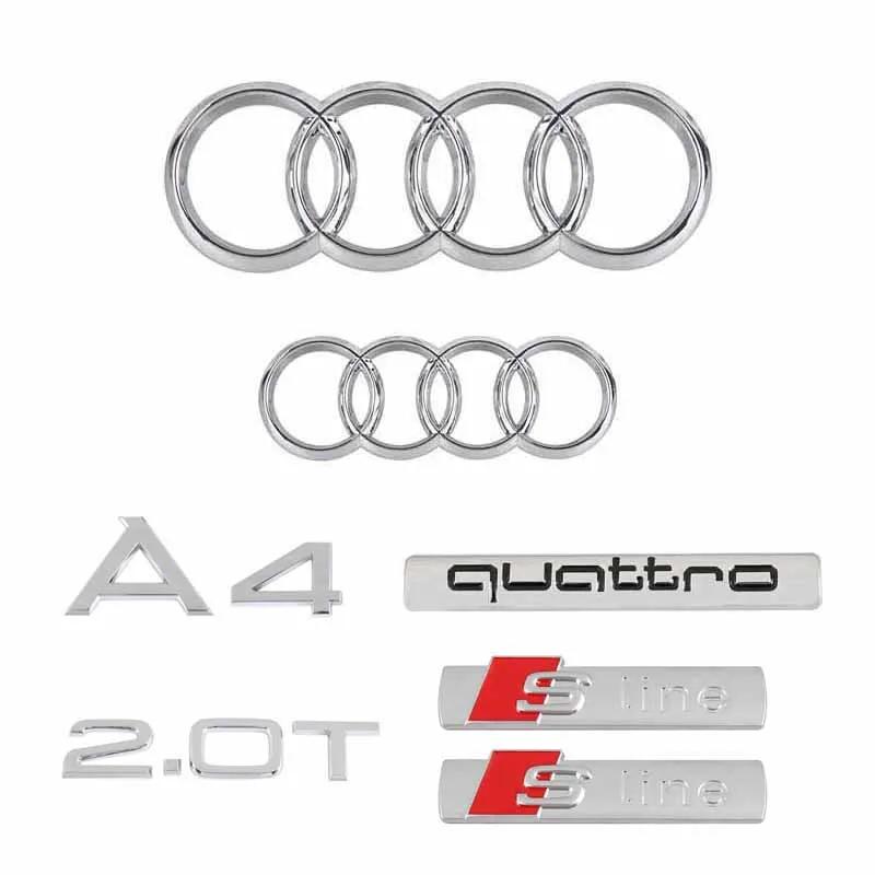 New Auto Accessories Suitable For sjhy3 A4 2008-2017 Car Logo 4 Ring Front Grille Badge Rear Emblem Quattro Sline Sticker