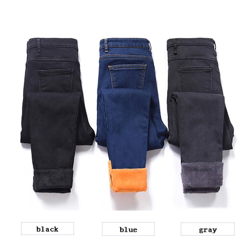 Velvet Slim Jeans Fleece Lined Pencil Denim Pants Jeans Winter Women Trousers Thick Warm Jeans Plus