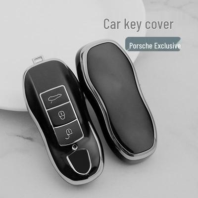Ключница с серебристой окантовкой для ключей Porsche Cayenne, Macan, Panamera, 718, 911