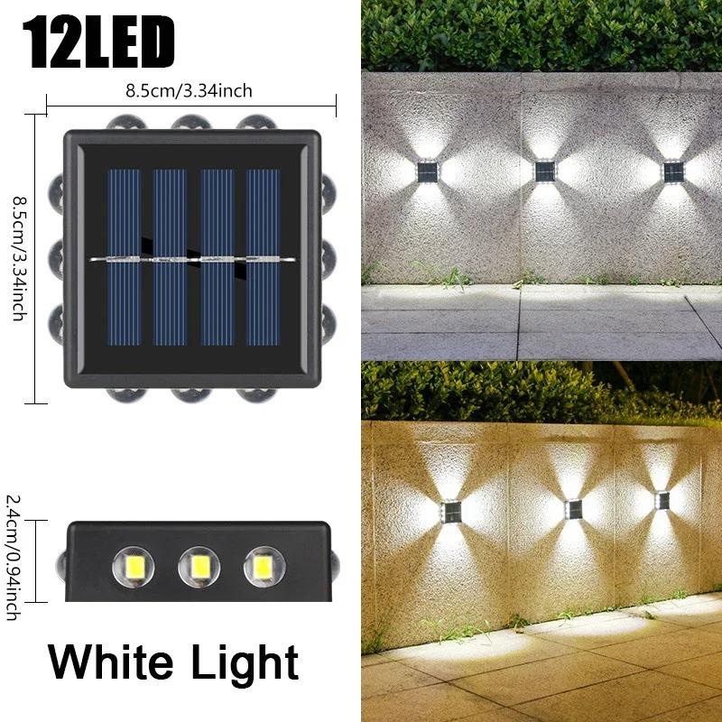 12/10/8/6/4/2 LED Solar Wall Lamp Outdoor Waterproof Up and Down Luminous Lighting for Garden Fence Decoration Sunlight Light