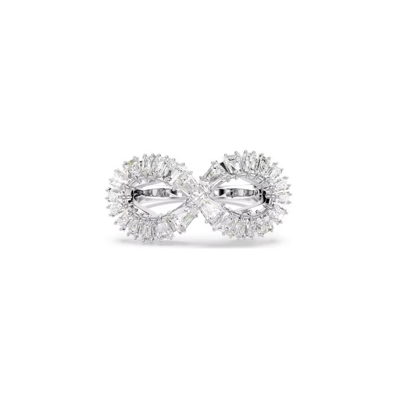 Swarovski Hyperbola Spiral Design Cubic Zirconia Rhodium Plated Ring Women's Silver 5679698