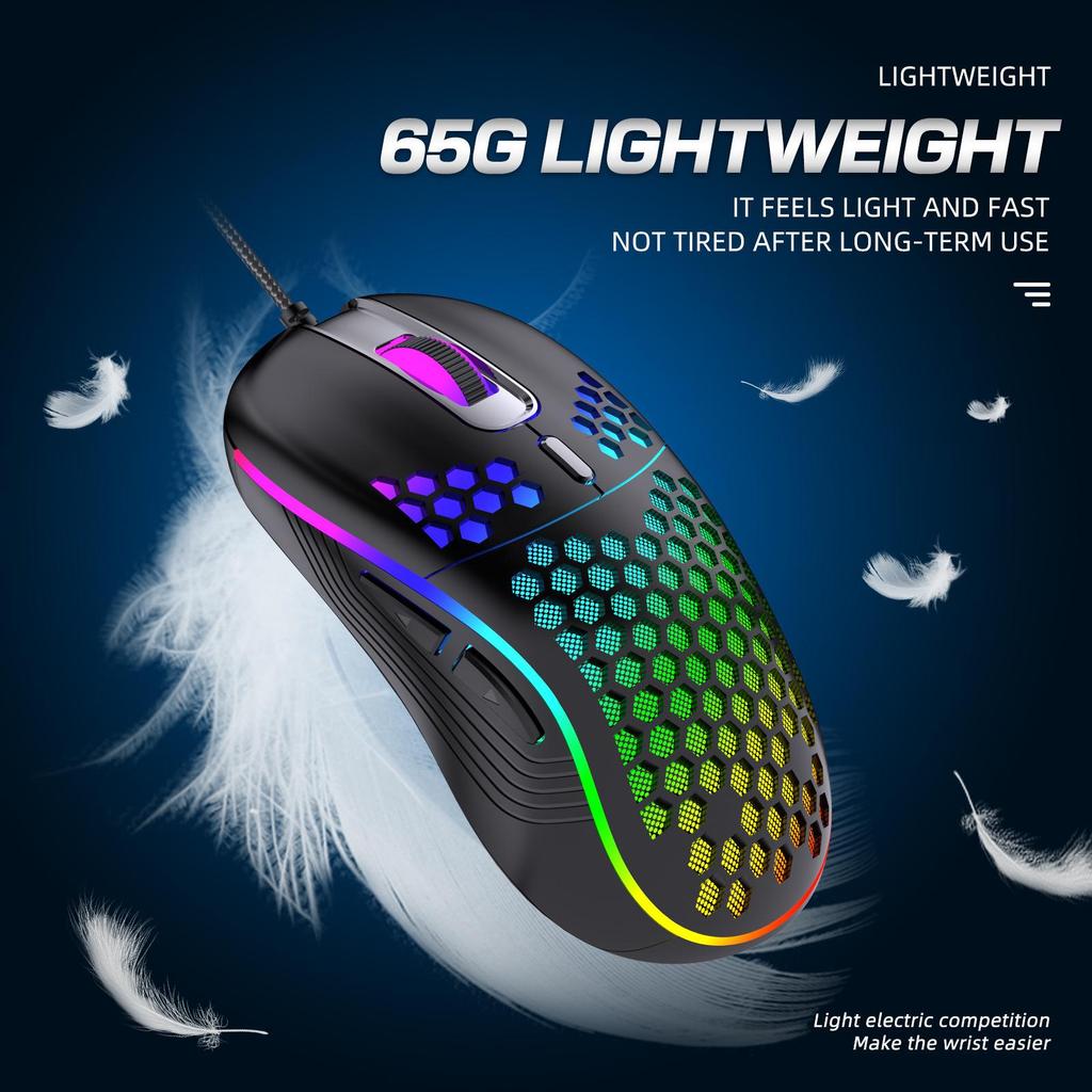 Эргономичная проводная/беспроводная игровая мышь с RGB-подсветкой и полым дизайном