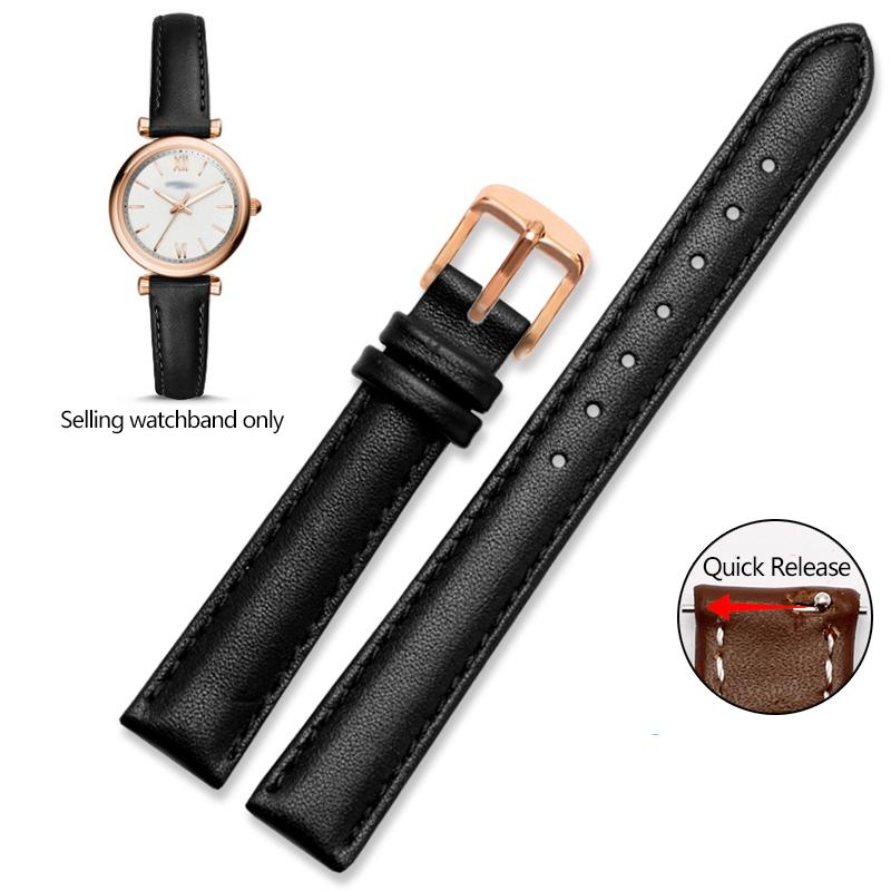 Ремешок для часов из натуральной кожи для Casio Citizen Fossil Однотонный ремешок для часов Folli Женский браслет Синий Розовый Коричневый 14 мм 16 мм 18 мм 20 мм