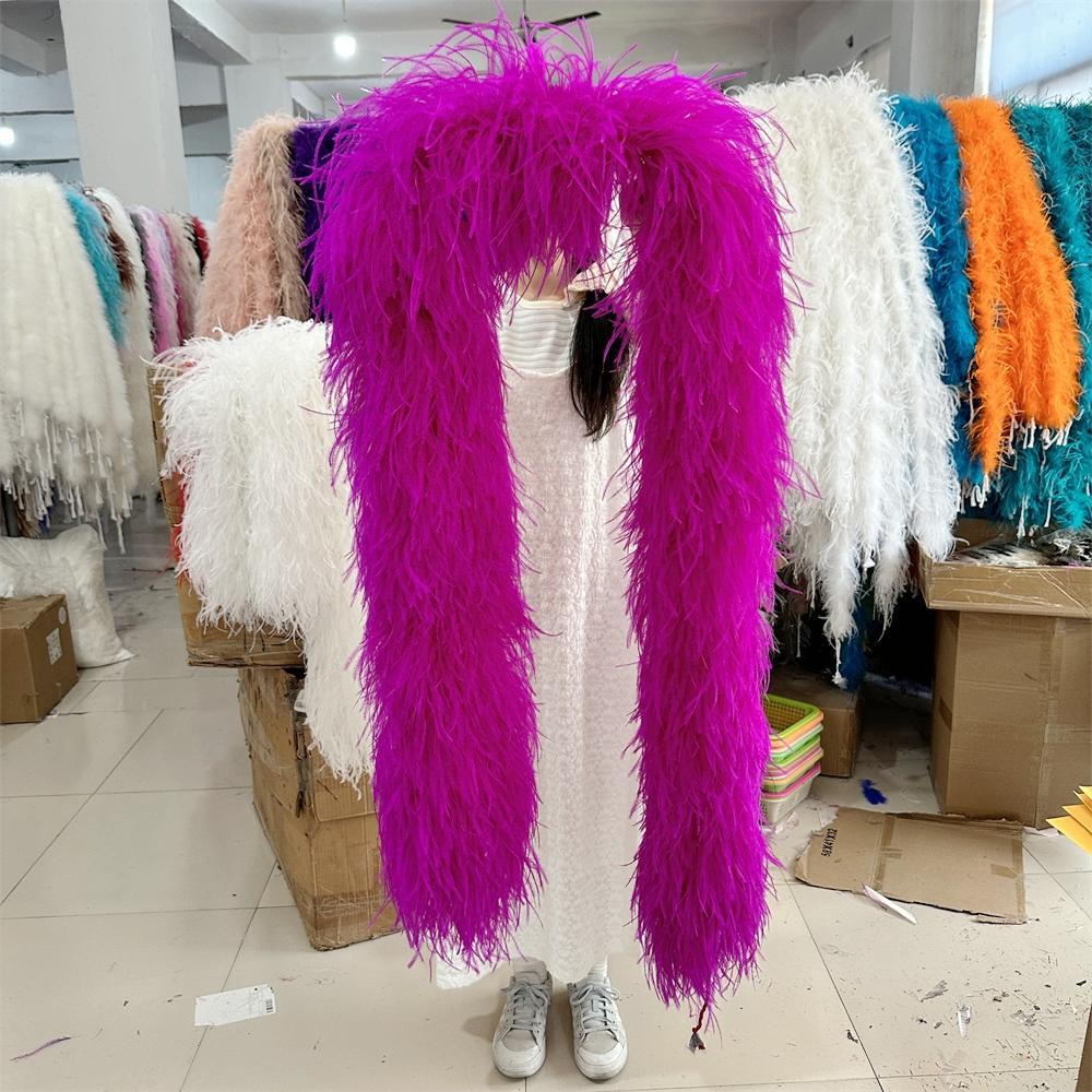 DIY 1 3 6 10 20Ply Natural Ostrich Feathers Boa 2 Meter Fluffy Ostrich feather Shawl for Wedding Party Dress Sewing Decoration Scarf