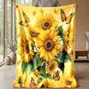 Vibrant Flowers and Butterflies Theme blanket Lightweight Warm Flannel Blanket Decorative Throw Blanket for Home Decoration