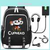 Стильный рюкзак Cuphead с портом USB для зарядки для детей и мальчиков, для школы