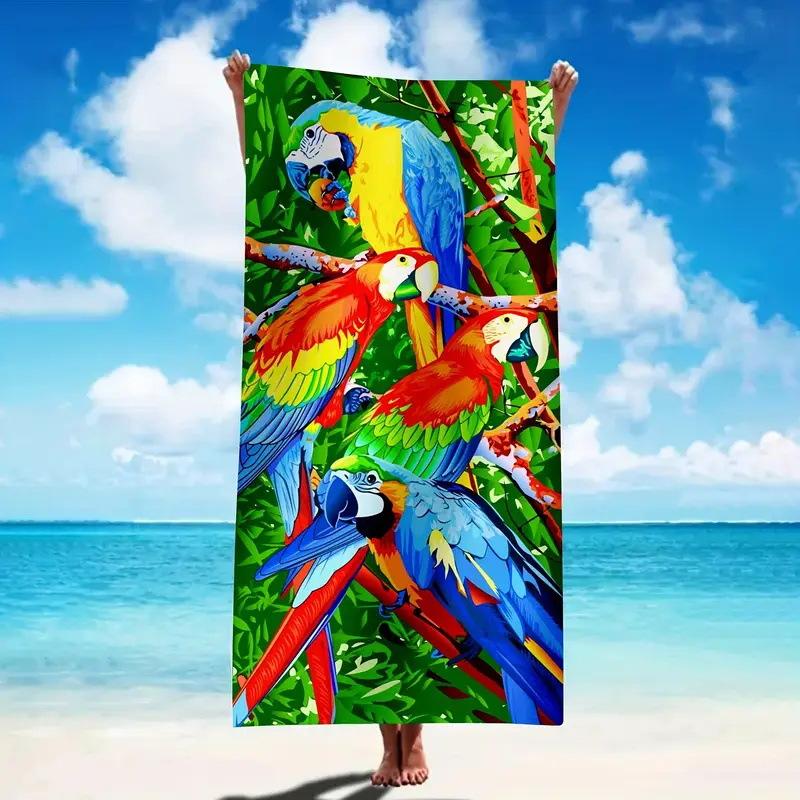 Exotic Floral Print Soft Microfiber Large Towel Water Absorbent For Beach Surf Use
