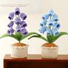 1pc Artificial Flowers Elegant Crocheted Knitted 5 Colors Flower Potted Handmade Tabletop Ornament Lilies Of The Valley