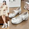 Elegant Daughter Single Shoes Bow Shoes Cute Summer and Autumn New Girl Lolita Round Head Mary Leather Shoes