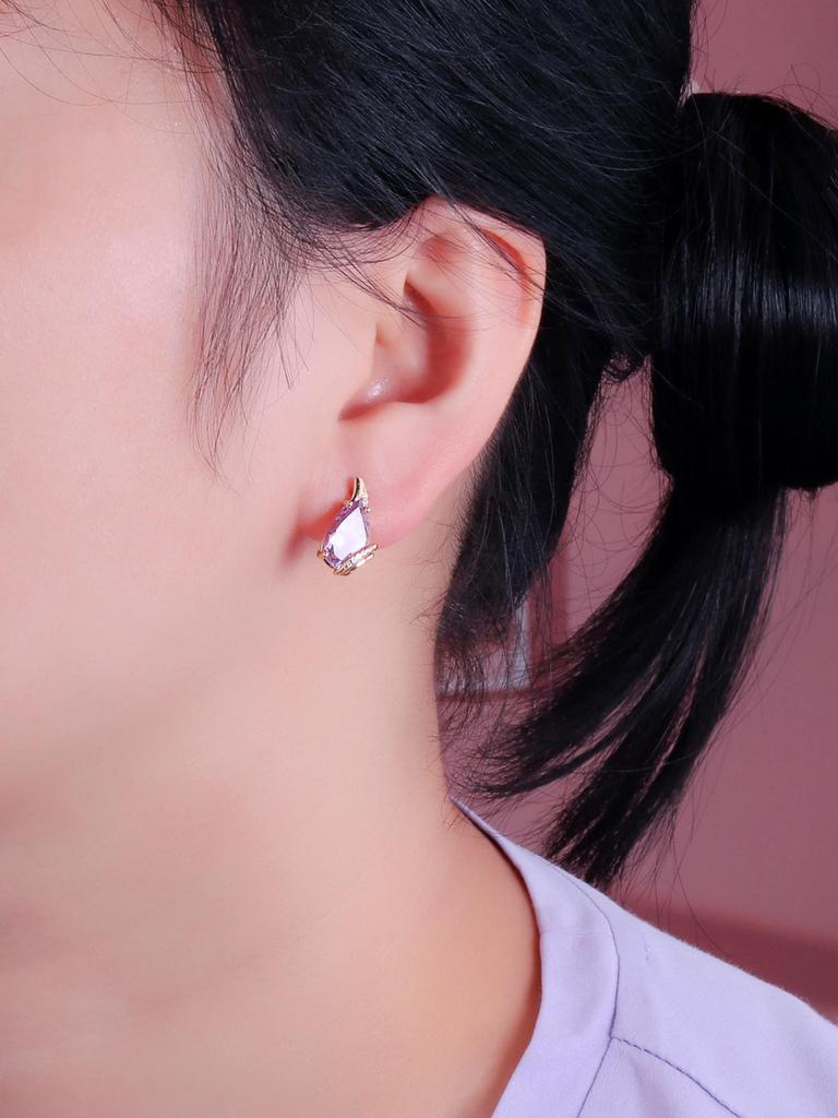 Fashion Drop Shaped Design Natural Amethyst Earrings Real Gemstone Women's Light Luxury Fine Jewelry 925 Sterling Silver Gift