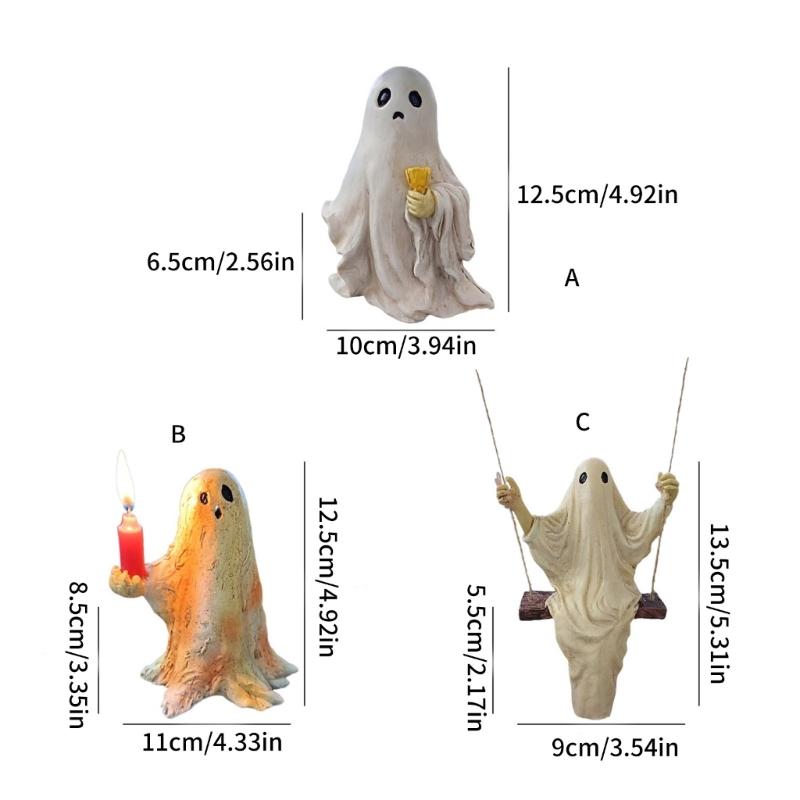 Хэллоуинская скульптура-призрак из смолы для украшения дома Ужасающий орнамент для сада, помещений и улицы