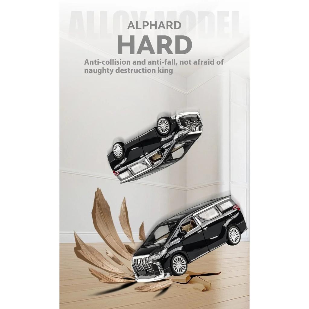 1/24 TOYOTA Alphard Luxury MPV литая модель автомобиля из сплава металла со звуком и светом коллекционирование хобби высокая имитационная модель подарок для мальчика