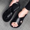 FashionSandals Мужские кожаные классические летние мужские тапочки для отдыха на открытом воздухе Мягкие черные тапочки Легкие шлепанцы для мужчин Нескользящие тапочки