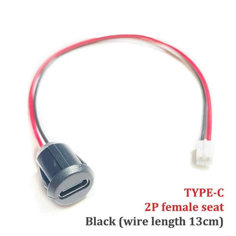 USB-C 2-контактная розетка для зарядки высоким током, панель, водонепроницаемый female-разъем USB Type C