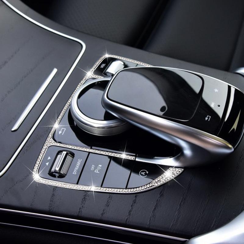 Car Center Control Panel With Diamond Rhinestone Decorative Frame For Mercedes Benz GLC X253 C W205 E Class W213 Accessorie