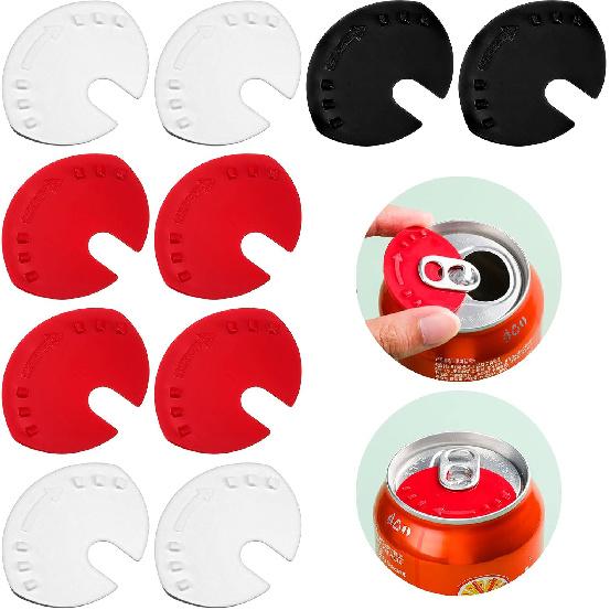 CHENGU 10 Pieces Soda Can Lid Cover, Swivel Can Sealer, Beverage Protect Cap, Plastic, Random Color (Black, White, Red)