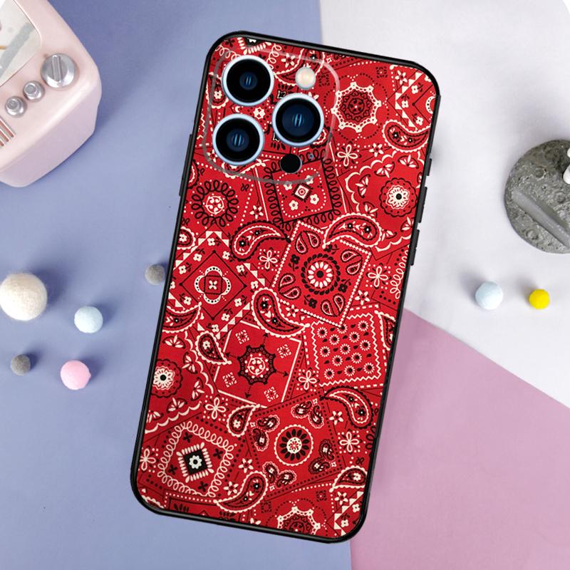 Красная бандана с узором пейсли Чехол для телефона для iPhone 17 Pro Max 16 15 13 12 11 14 Pro Max Plus Mini 16e 17 Air Задняя крышка