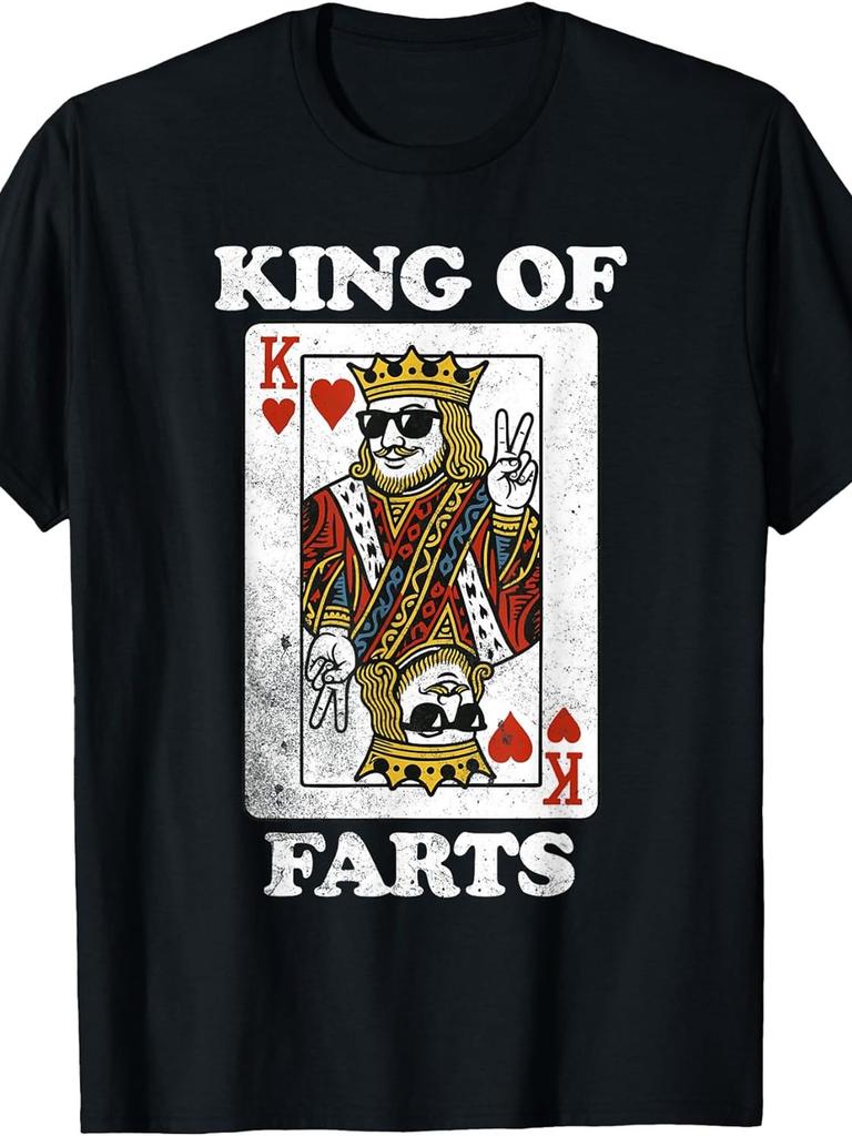 1PC King of Farts T-Shirt,Regular Fit Casual Streetwear Tee for Reunions & Casual Attire