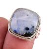 Кольцо с натуральным радужным лунным камнем, двухцветное, стерлинговое серебро 925 пробы, размер 6 Y5i62