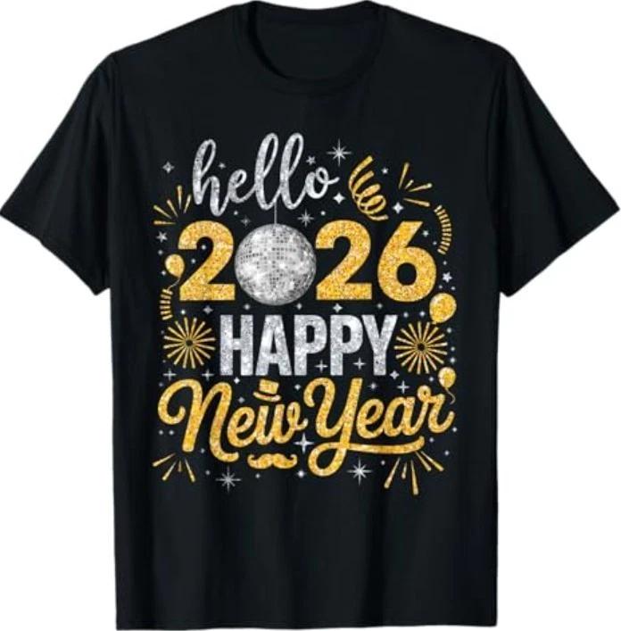 Hello 2026 Happy New Year Family Matching Fireworks Balloons T-Shirt