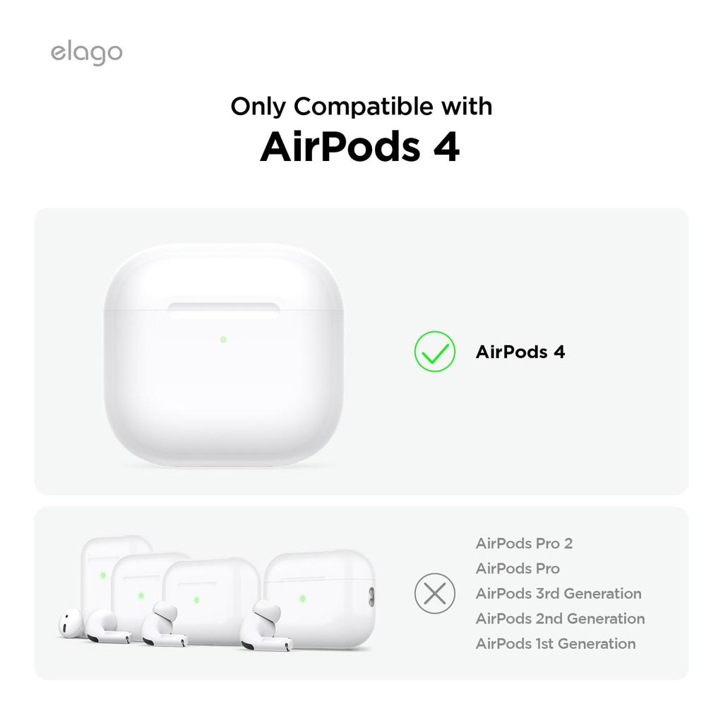AirPods 4 Мягкий силикон с кассетной лентой Совместимый с беспроводной зарядкой 4-е поколение Кассетная лента Подвеска Классический белый красный [elago] Чехол, Ударопрочный,