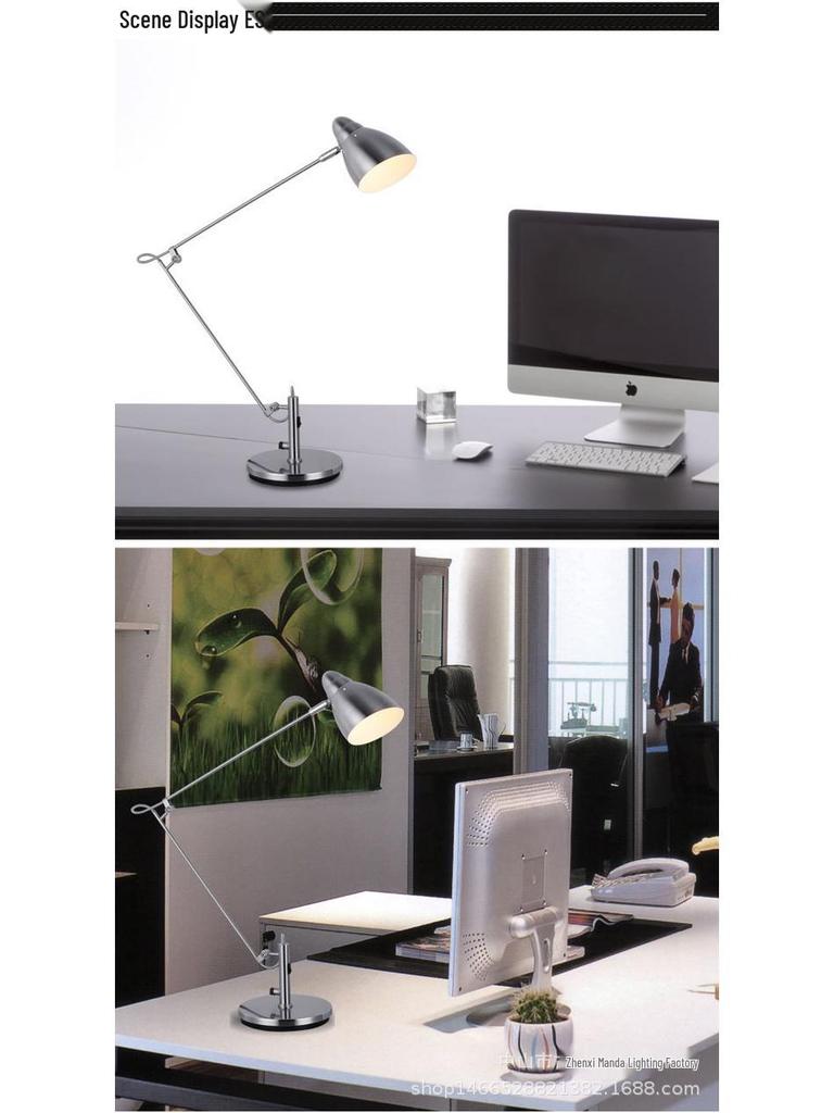 Premium Long Arm Desk Lamp - Minimalist Eye-Protection Office & Reading Floor Light