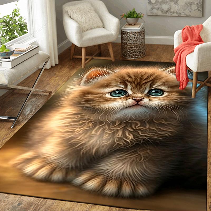 1Pc Golden Kitten Dreams Rug Office Carpet Indoor Outdoor Doormat Nonslip Soft Comfortable Living Christmas Halloween Xmas Gift D924182