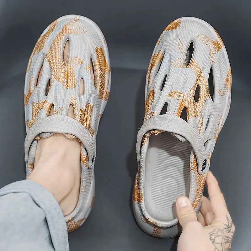 Мужская обувь для улицы, летние пляжные мужские тапочки, высококачественные модные шлепанцы, дешевая обувь, корейский стиль, тренд 2024 года, удобные из ПВХ