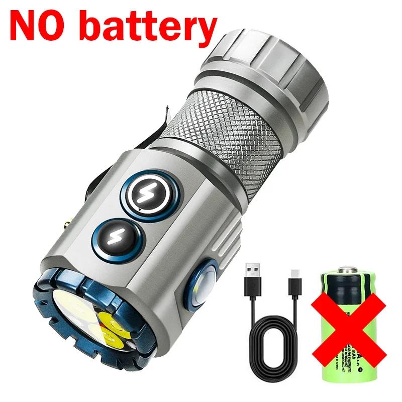 Strong LED Long Range Flashlight Portable Outdoor Camping Multi Functional Side Lights Super Bright Clip Cap Small Flashlight