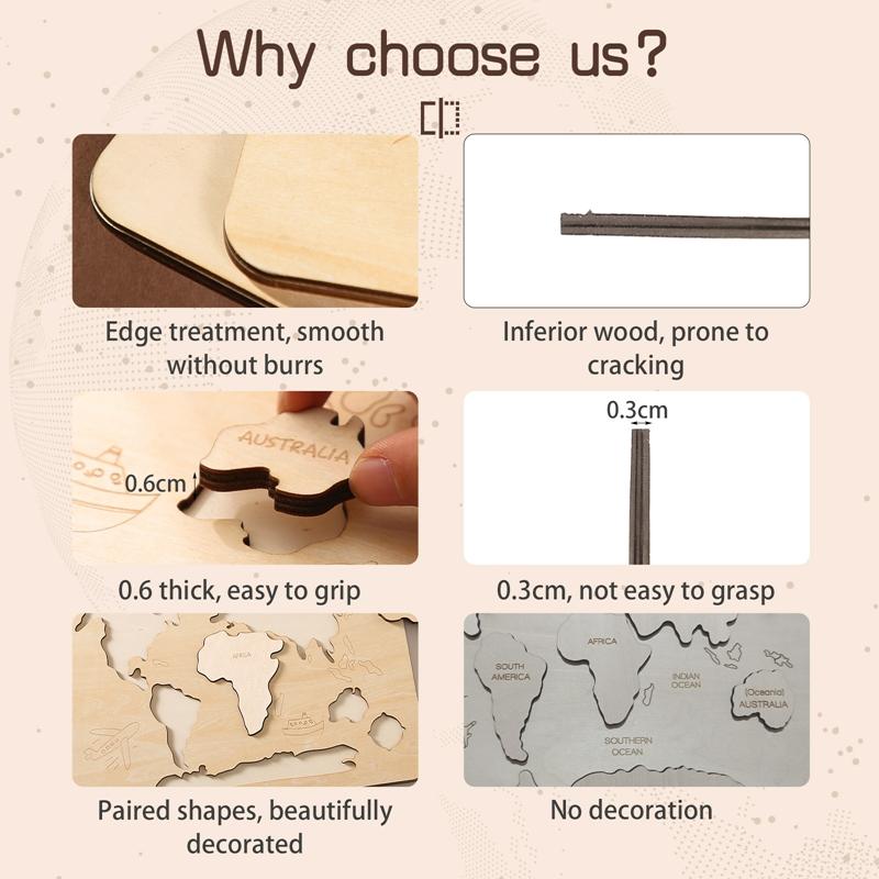 Деревянный игрушечный мир Монтессори для малышей, головоломка «Семь континентов», раннее образование, география, познавательные игрушки, детские подарки