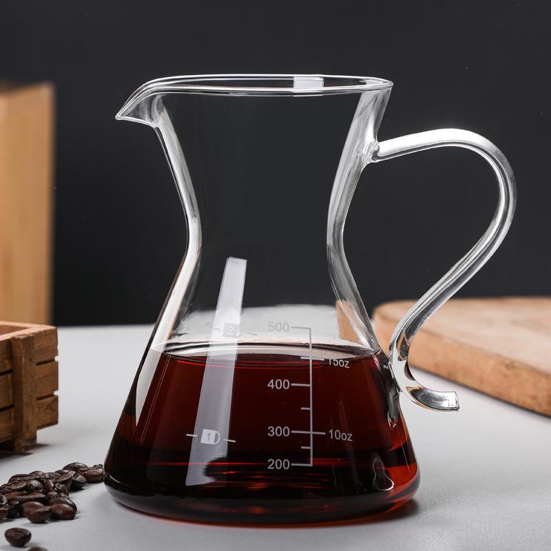 Кофейник ручной заварки, полукруглый пузатый чайник для совместного использования, утолщенное термостойкое стекло с мерной кофейной капельницей
