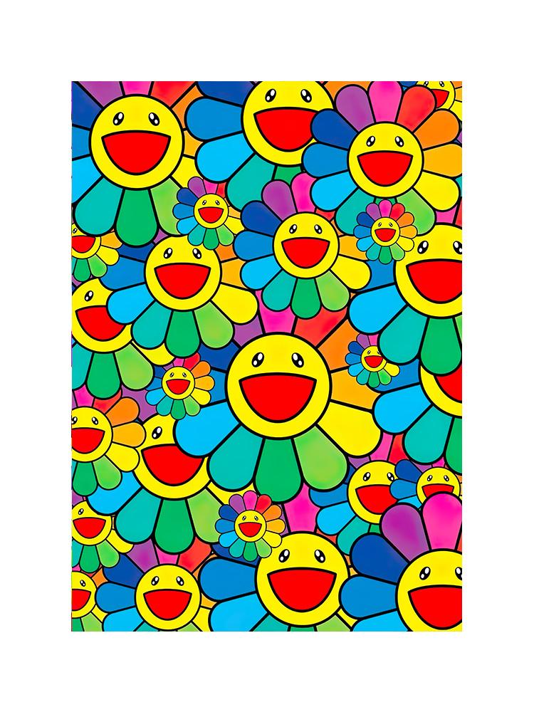 Abstract Colorful Smile Sunflowers Cartoon Posters Prints Canvas Painting Kawaii Pop Art For Kid Bedroom Home Decor Cuadros