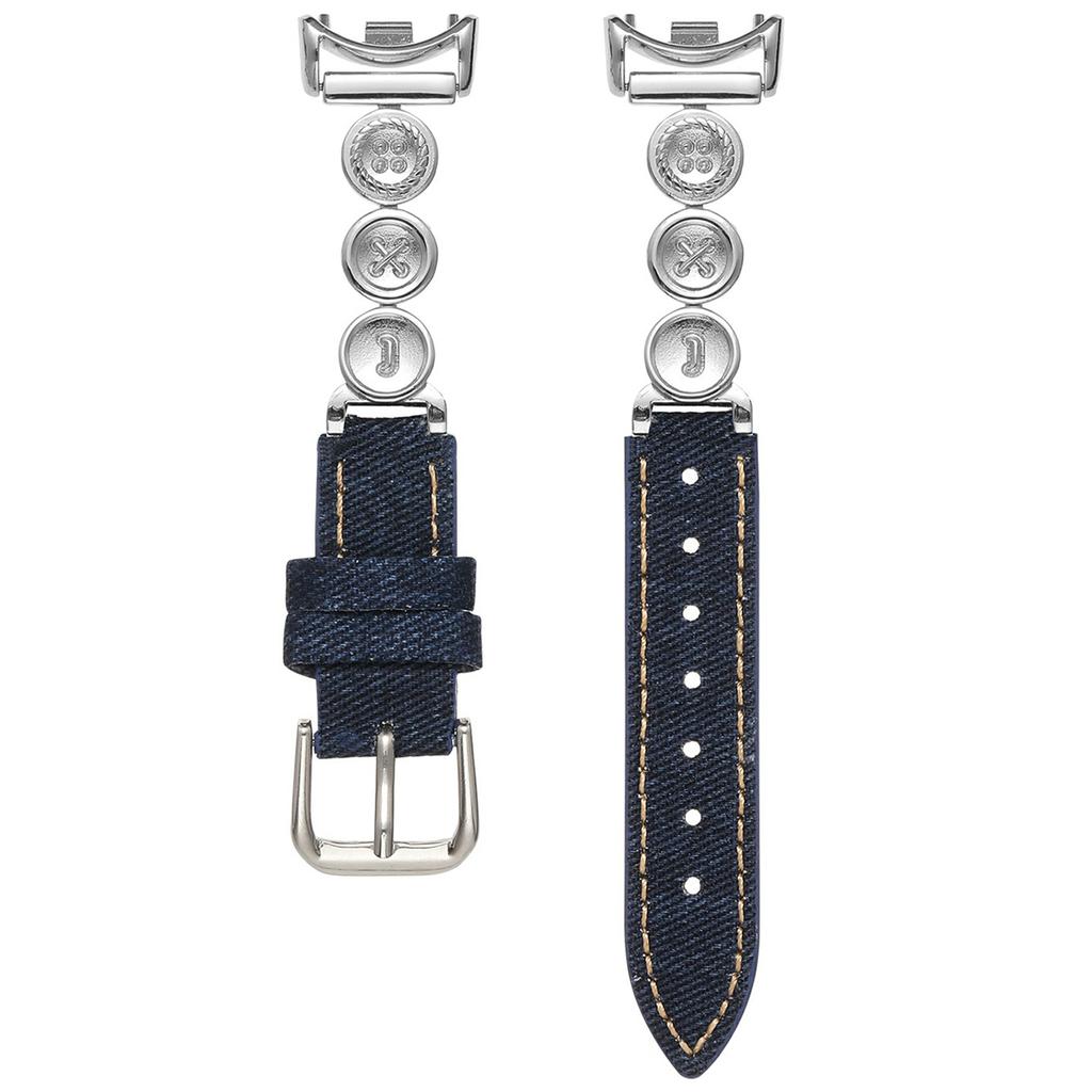 For Xiaomi Smart Band 9/9 NFC/8/8 NFC Denim Watch Band Metal Button Replacement Strap