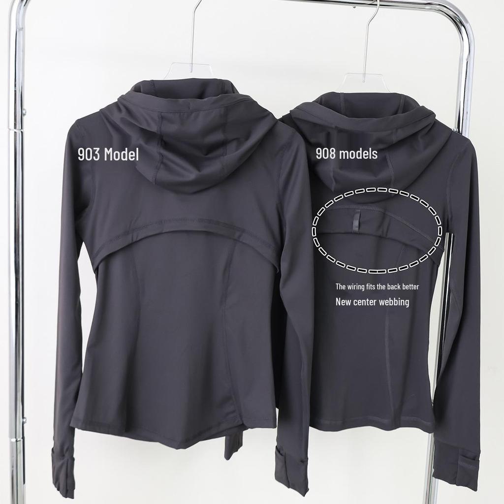 Женский высокоэластичный костюм для йоги с капюшоном: Весенне-осенний топ для бега и профессиональная спортивная куртка