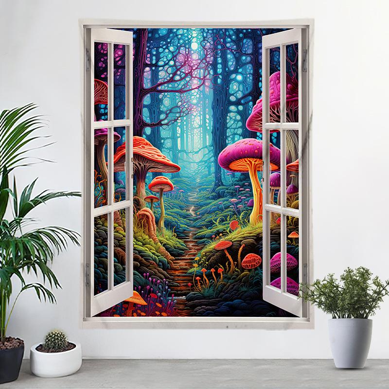 Ткань для подвешивания на окна Пейзаж Цифровая печать Гобелен Украшение спальни Ткань Фотофон Ткань Стена спальни Ткань