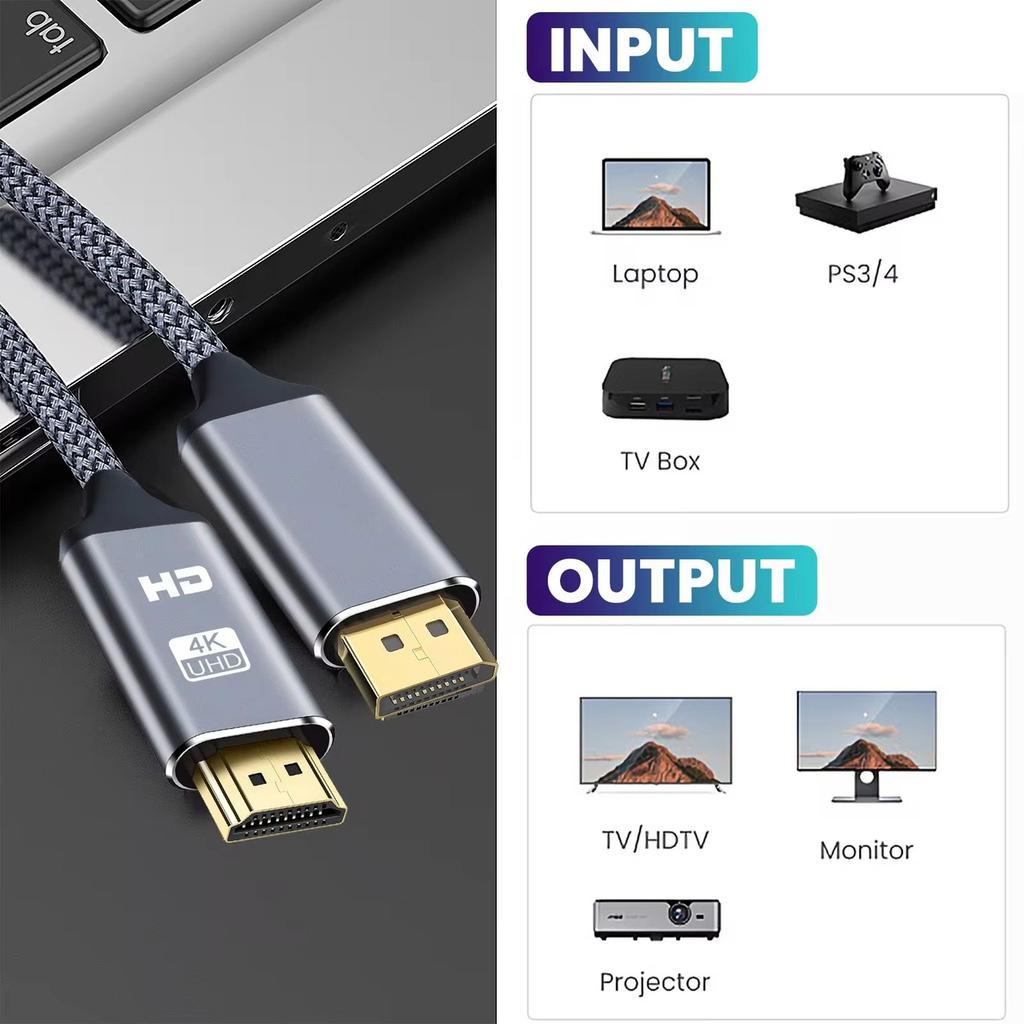 Кабель SUNROZ SUNROZ 3м 4К HDMI - HDMI (M/M) HDR 3D High Speed Aluminum Neylon cord (A48748)
