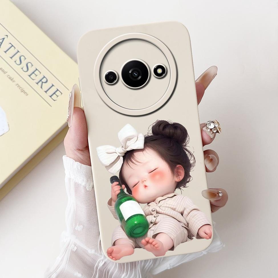 For Redmi A3 4G Phone Case For Xiaomi Poco C61 Cover Silicone Luxury Fashion Flowers Kawaii Cute Cat Painted Shockproof Bumper