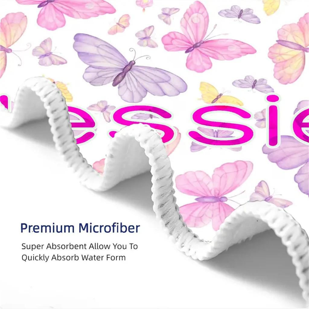 Custom Name Beach Towel For Mom Mother's Day Bath Towel With Name Pink Butterfly Pool Towel Microfiber Towel 2024 New Brand