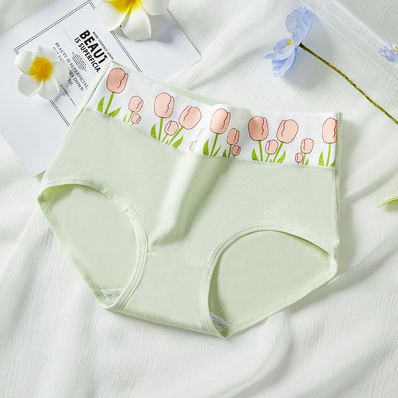 High Waisted Pure Cotton Cute Underwear Printed Japanese Women's Tight and Breathable Briefs