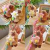 Groundhog Picking Flower Plush Pendant Cute Cartoon Animal Keychain Small Gift