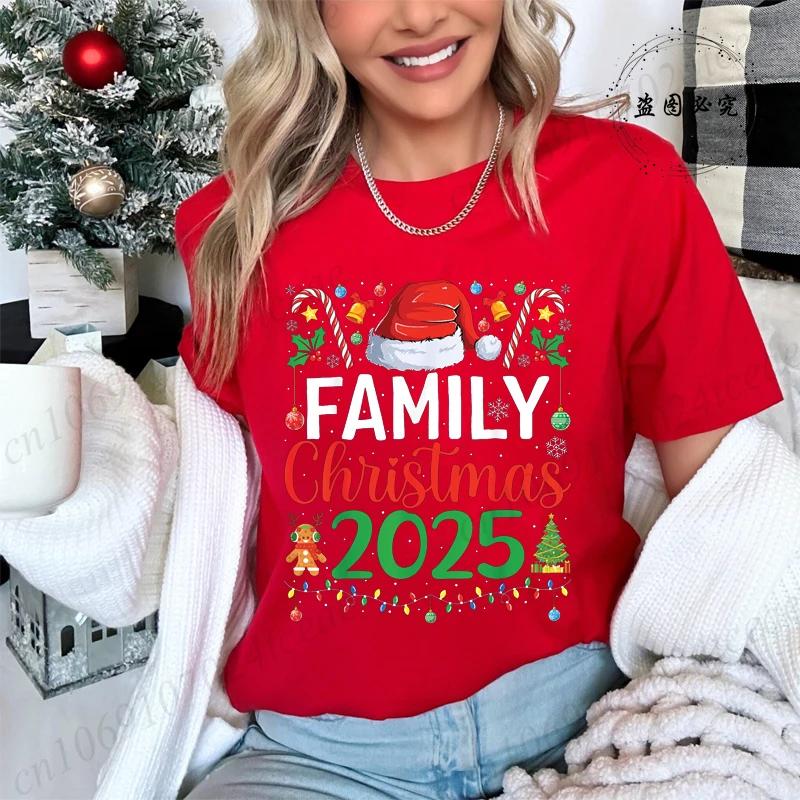 Women TShirt Family Christmas 2025 Print Tops Making Memories Together Tee Santa Hat ShirtsUnisex Fun Matching Holiday Tops